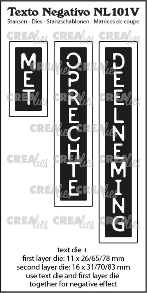 Crealies Texto Negativo Stansen Dutch No. 101V Met Oprechte Deelneming (NL101V)