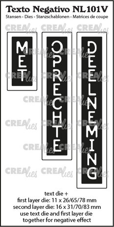 Crealies Texto Negativo Stansen Dutch No. 101V Met Oprechte Deelneming (NL101V)