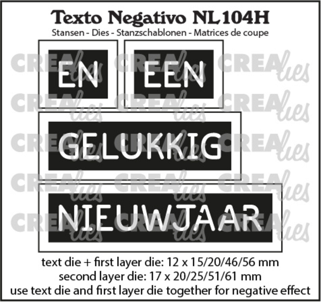 Crealies Texto Negativo Dies Dutch No. 104H En Een Gelukkig Nieuwjaar (NL104H) Crealies Texto Negativo Dies Dutch No. 104H En Een Gelukkig Nieuwjaar (NL104H)
