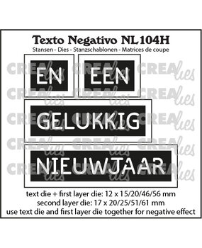 Crealies Texto Negativo Dies Dutch No. 104H En Een Gelukkig Nieuwjaar (NL104H)
