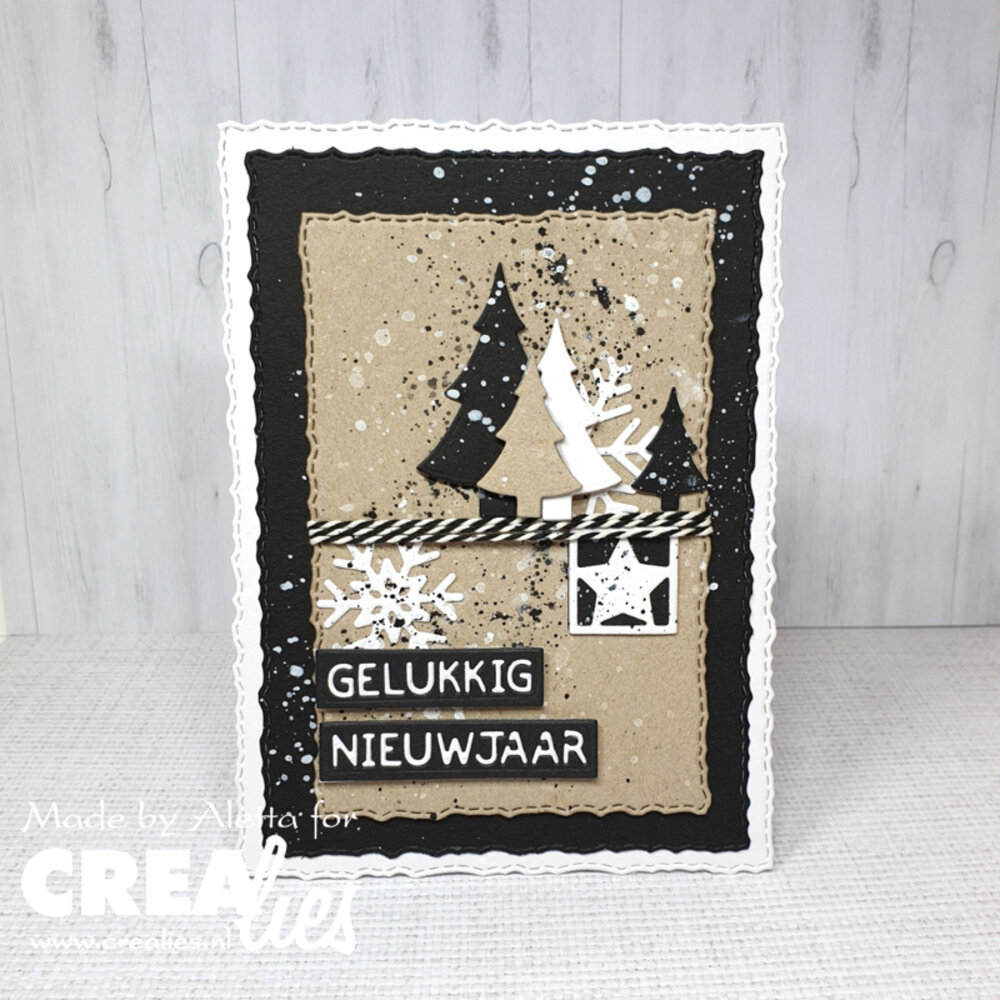 Crealies Texto Negativo Stansen Dutch No. 104H En Een Gelukkig Nieuwjaar (NL104H)