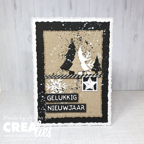 Crealies Texto Negativo Stansen Dutch No. 104H En Een Gelukkig Nieuwjaar (NL104H)