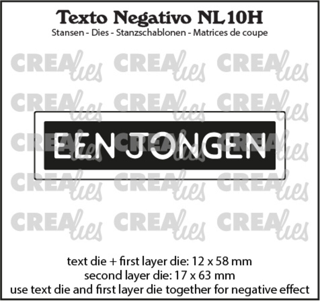Crealies Texto Negativo Dies Dutch No. 10H Een Jongen (NL10H) Crealies Texto Negativo Dies Dutch No. 10H Een Jongen (NL10H)