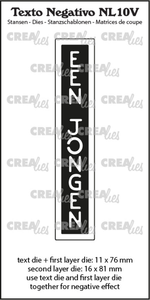 Crealies Texto Negativo Stansen Dutch No. 10V Een Jongen (NL10V) Crealies Texto Negativo Stansen Dutch No. 10V Een Jongen (NL10V)