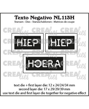 Crealies Texto Negativo Dies Dutch No. 113H Hiep Hiep Hoera (NL113H)