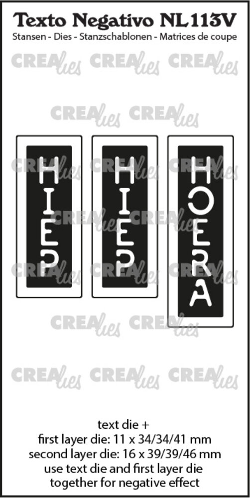 Crealies Texto Negativo Stansen Dutch No. 113V Hiep Hiep Hoera (NL113V)
