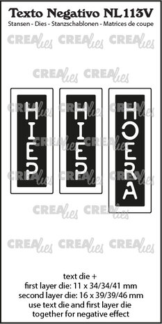 Crealies Texto Negativo Dies Dutch No. 113V Hiep Hiep Hoera (NL113V) Crealies Texto Negativo Dies Dutch No. 113V Hiep Hiep Hoera (NL113V)