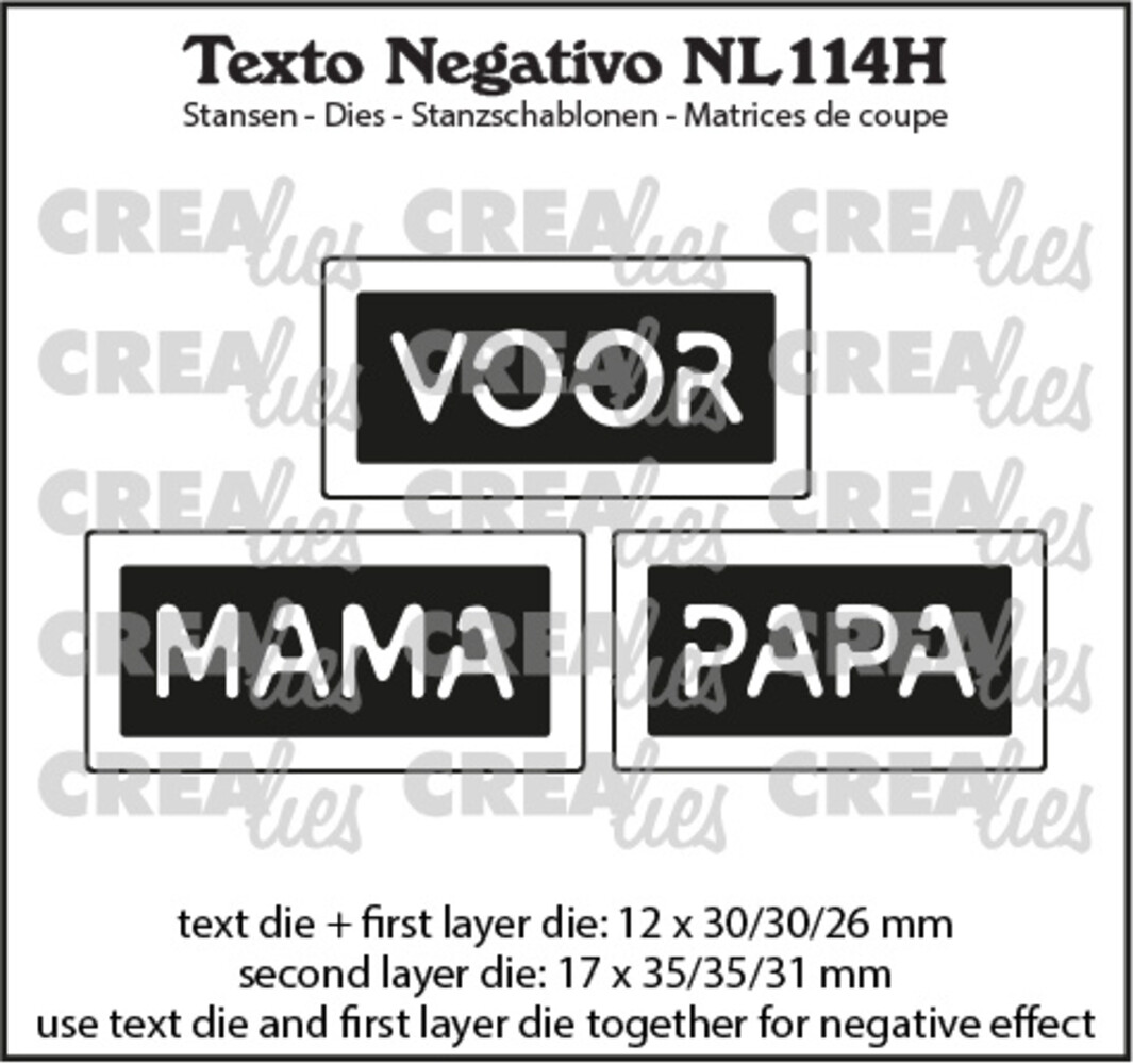 Crealies Texto Negativo Dies Dutch No. 114V Voor Mama Papa (NL114V)