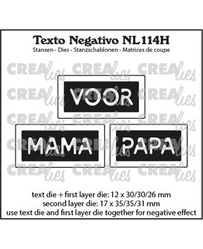 Crealies Texto Negativo Stansen Dutch No. 114V Voor Mama Papa (NL114V)