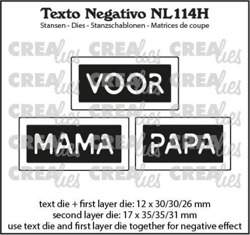 Crealies Texto Negativo Stansen Dutch No. 114V Voor Mama Papa (NL114V)