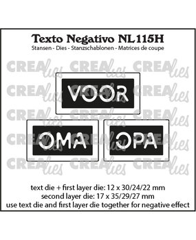 Crealies Texto Negativo Stansen Dutch No. 115H Voor Oma Opa (NL115H)
