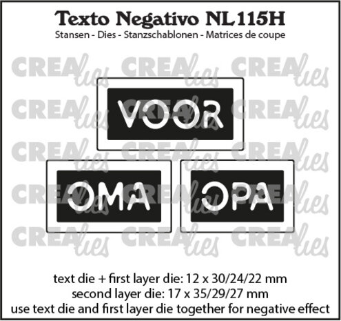 Crealies Texto Negativo Stansen Dutch No. 115H Voor Oma Opa (NL115H) Crealies Texto Negativo Stansen Dutch No. 115H Voor Oma Opa (NL115H)