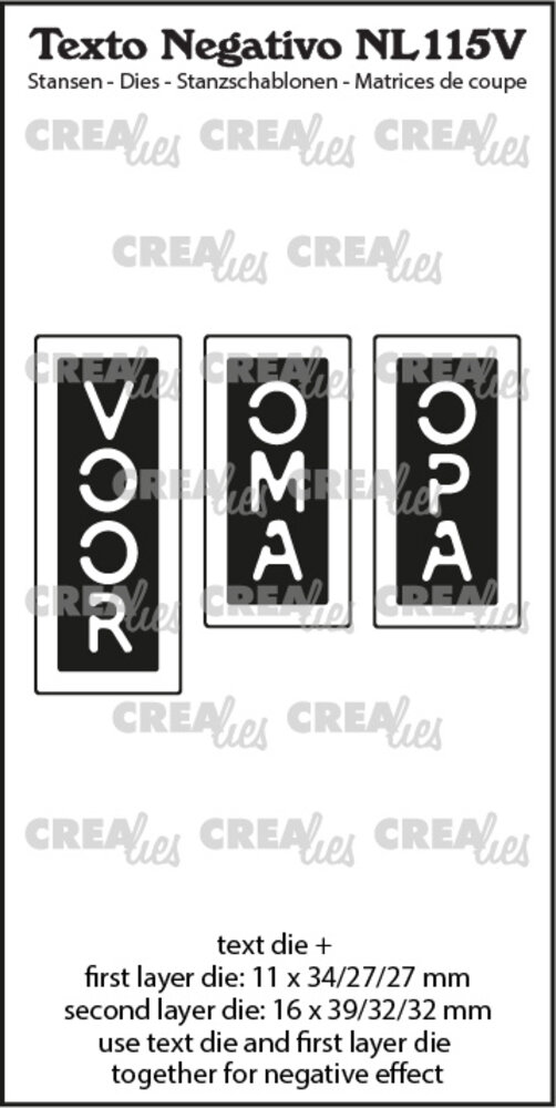 Crealies Texto Negativo Dies Dutch No. 115V Voor Oma Opa (NL115V)