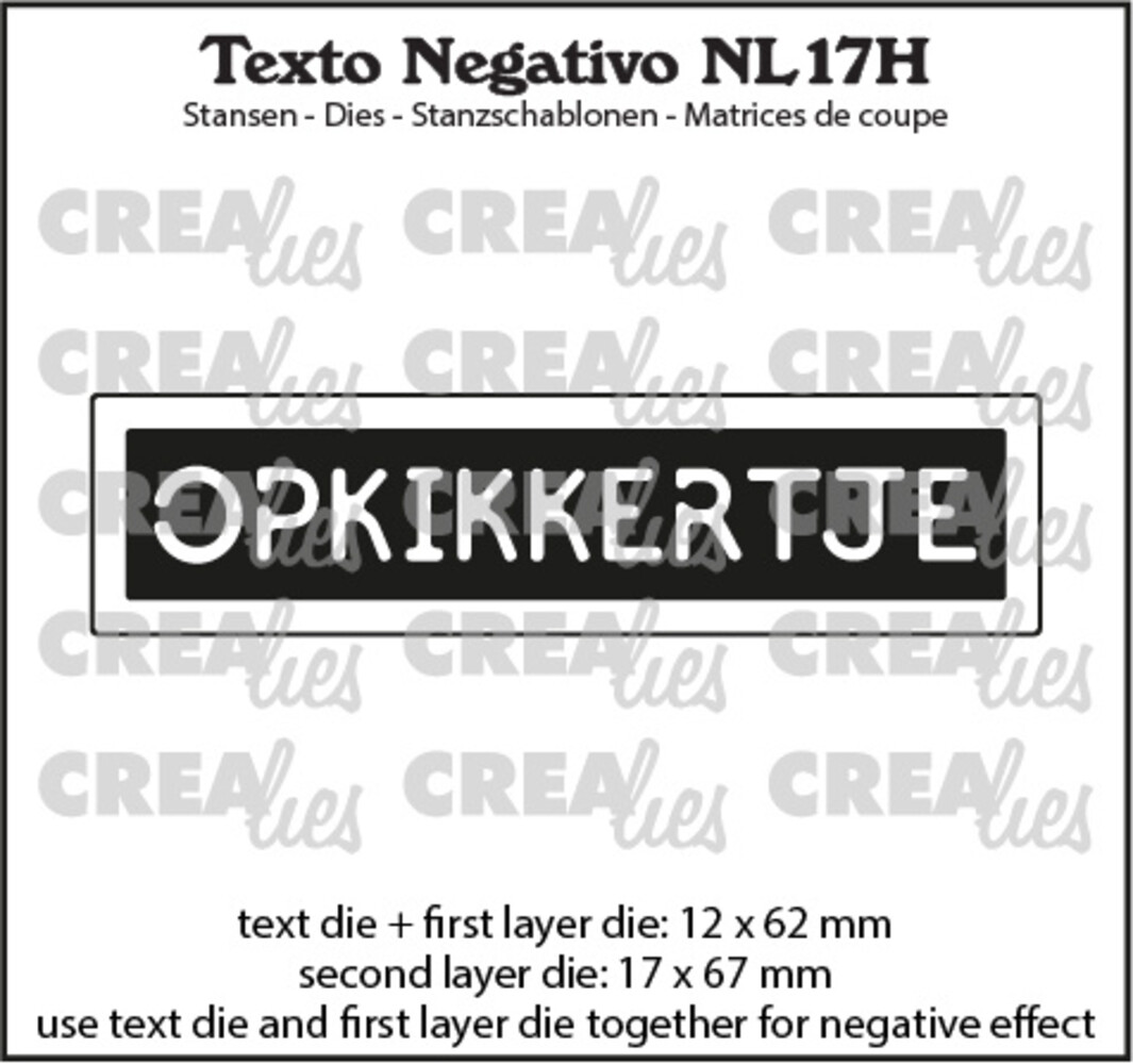 Crealies Texto Negativo Dies Dutch No. 17H Opkikkertje (NL17H) Crealies Texto Negativo Dies Dutch No. 17H Opkikkertje (NL17H)