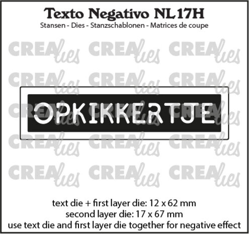 Crealies Texto Negativo Stansen Dutch No. 17H Opkikkertje (NL17H) Crealies Texto Negativo Stansen Dutch No. 17H Opkikkertje (NL17H)