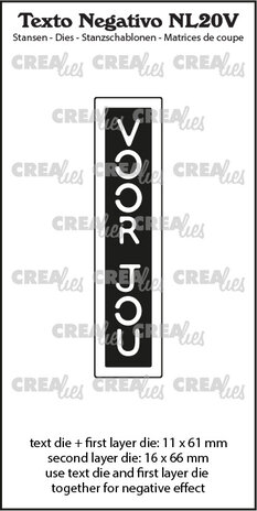 Crealies Texto Negativo Dies Dutch No. 20V Voor Jou (NL20V)