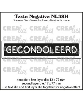 Crealies Texto Negativo Dies Dutch No. 38H Gecondoleerd (NL38H)
