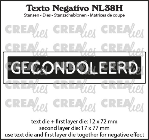 Crealies Texto Negativo Dies Dutch No. 38H Gecondoleerd (NL38H) Crealies Texto Negativo Dies Dutch No. 38H Gecondoleerd (NL38H)
