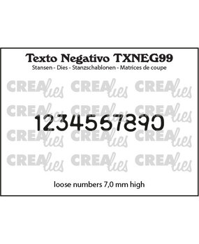 Crealies Texto Negativo Stansen No. 99 Cijfers (TXNEG99)