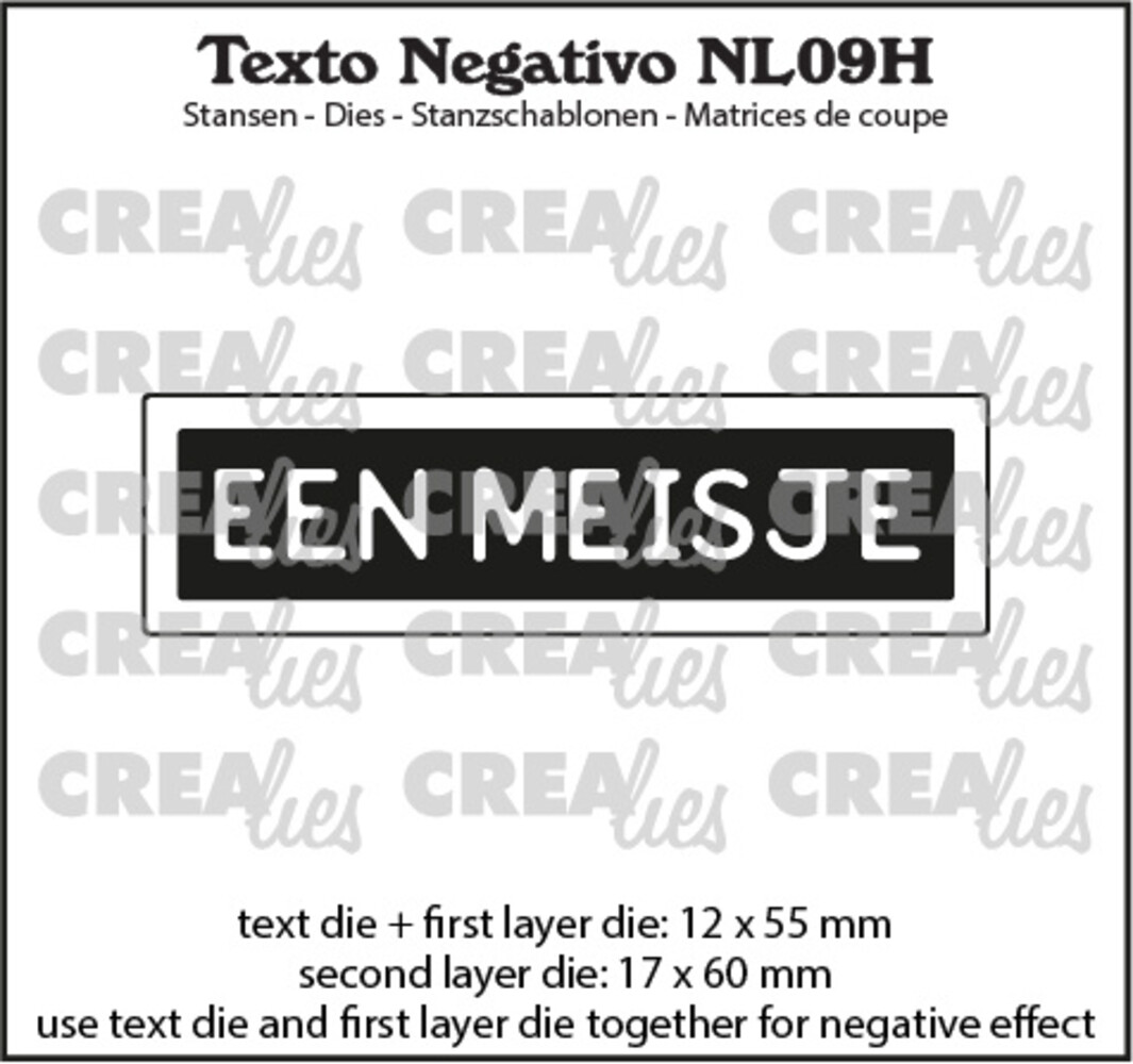 Crealies Texto Negativo Dies Dutch No. 9H Een Meisje (NL09H) Crealies Texto Negativo Dies Dutch No. 9H Een Meisje (NL09H)