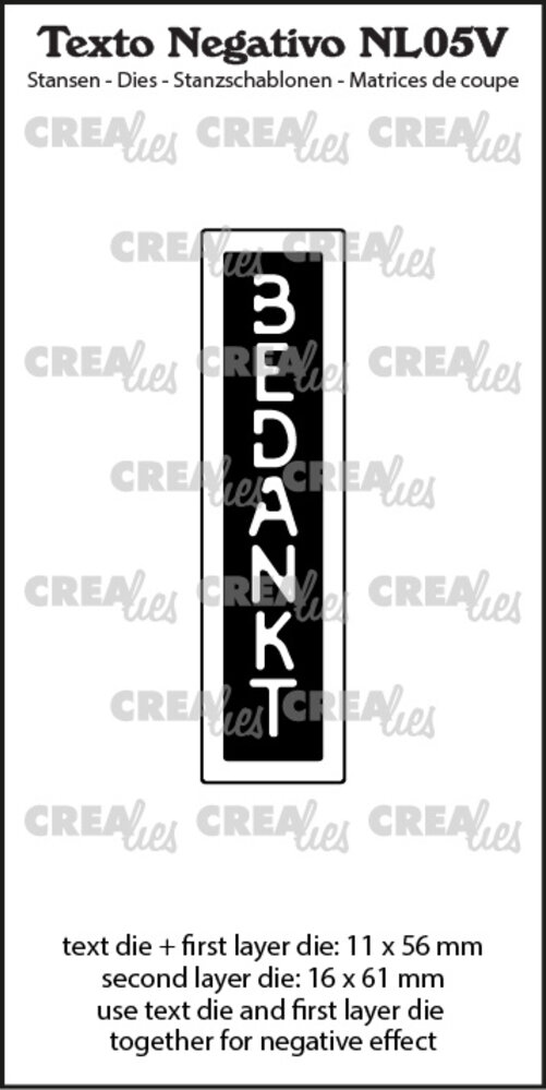 Crealies Texto Negativo Stansen Dutch No. 5V Bedankt (NL05V) Crealies Texto Negativo Stansen Dutch No. 5V Bedankt (NL05V)