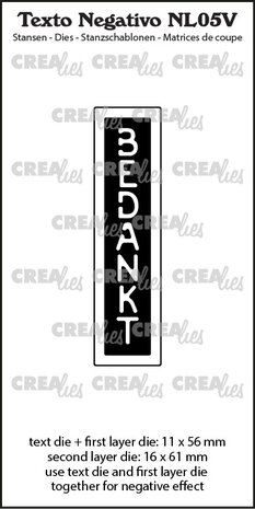 Crealies Texto Negativo Stansen Dutch No. 5V Bedankt (NL05V) Crealies Texto Negativo Stansen Dutch No. 5V Bedankt (NL05V)