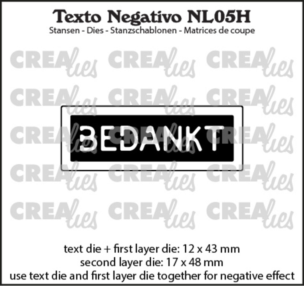 Crealies Texto Negativo Dies Dutch No. 5H Bedankt (NL05H) Crealies Texto Negativo Dies Dutch No. 5H Bedankt (NL05H)