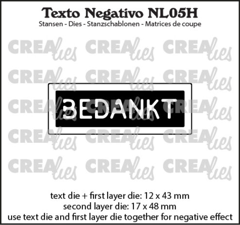 Crealies Texto Negativo Dies Dutch No. 5H Bedankt (NL05H) Crealies Texto Negativo Dies Dutch No. 5H Bedankt (NL05H)