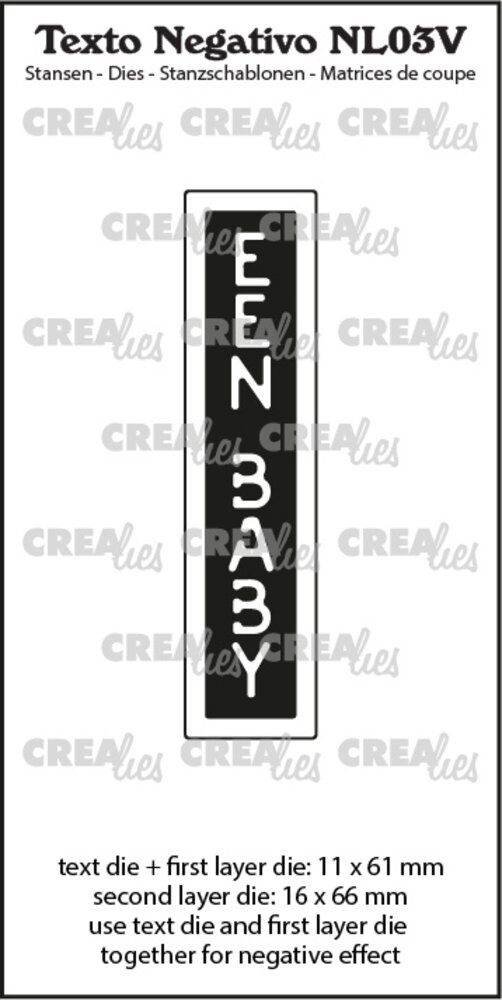 Crealies Texto Negativo Dies Dutch No. 3V Een Baby (NL03V) Crealies Texto Negativo Dies Dutch No. 3V Een Baby (NL03V)