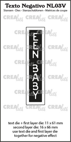 Crealies Texto Negativo Dies Dutch No. 3V Een Baby (NL03V) Crealies Texto Negativo Dies Dutch No. 3V Een Baby (NL03V)