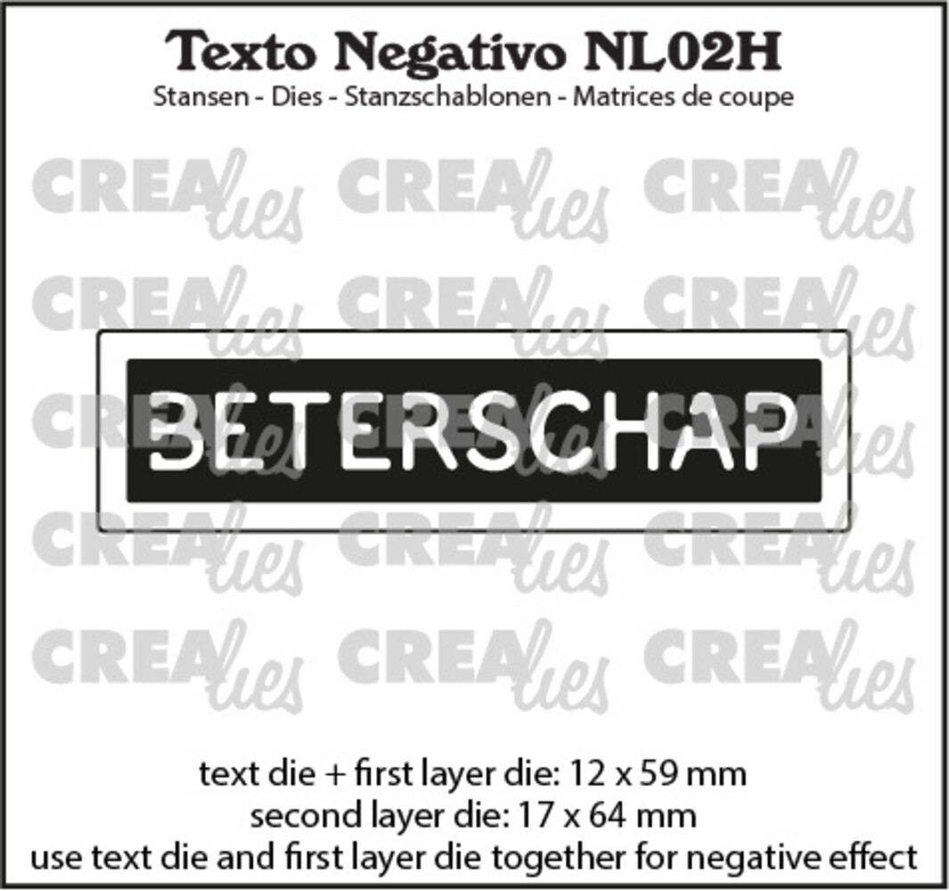 Crealies Texto Negativo Dies Dutch No. 2H Beterschap (NL02H) Crealies Texto Negativo Dies Dutch No. 2H Beterschap (NL02H)