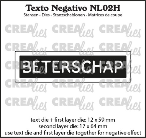 Crealies Texto Negativo Dies Dutch No. 2H Beterschap (NL02H) Crealies Texto Negativo Dies Dutch No. 2H Beterschap (NL02H)
