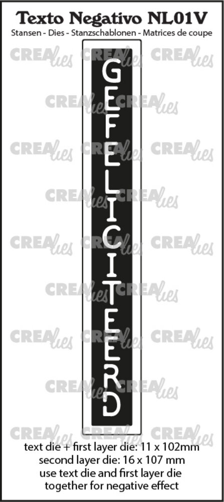 Crealies Texto Negativo Dies Dutch No. 1V Gefeliciteerd (NL01V) Crealies Texto Negativo Dies Dutch No. 1V Gefeliciteerd (NL01V)
