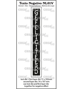 Crealies Texto Negativo Dies Dutch No. 1V Gefeliciteerd (NL01V)