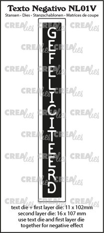 Crealies Texto Negativo Dies Dutch No. 1V Gefeliciteerd (NL01V) Crealies Texto Negativo Dies Dutch No. 1V Gefeliciteerd (NL01V)
