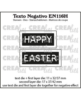 Crealies Texto Negativo Dies English No. 116H Happy Easter (EN116H)