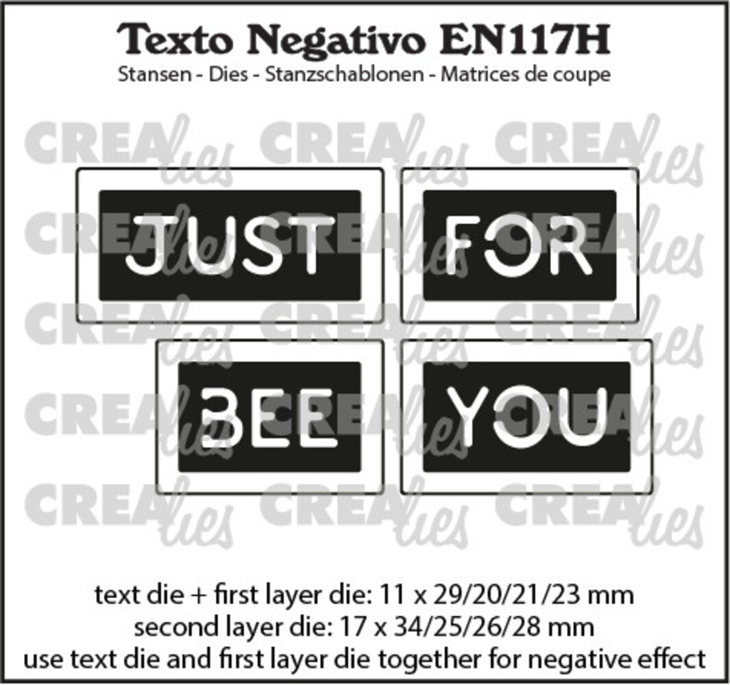 Crealies Texto Negativo Dies English No. 117H Just Bee/For You (EN117H) Crealies Texto Negativo Dies English No. 117H Just Bee/For You (EN117H)