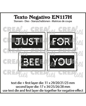 Crealies Texto Negativo Dies English No. 117H Just Bee/For You (EN117H)