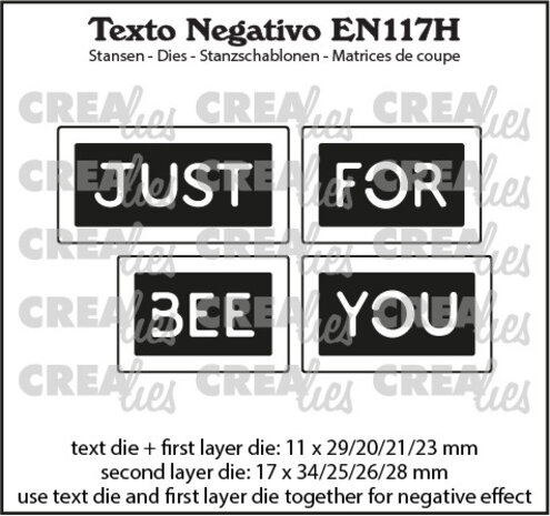 Crealies Texto Negativo Dies English No. 117H Just Bee/For You (EN117H) Crealies Texto Negativo Dies English No. 117H Just Bee/For You (EN117H)
