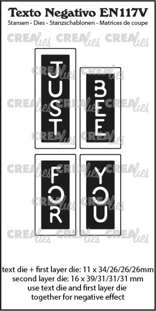 Crealies Texto Negativo Stansen English No. 117V Just Bee/For You (EN117V) Crealies Texto Negativo Stansen English No. 117V Just Bee/For You (EN117V)