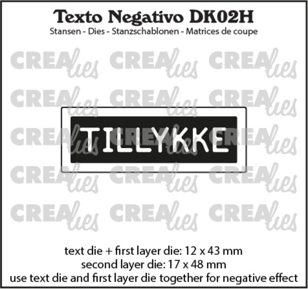 Crealies Texto Negativo Stansen Danish No. 2H Tillykke (DK02H) Crealies Texto Negativo Stansen Danish No. 2H Tillykke (DK02H)