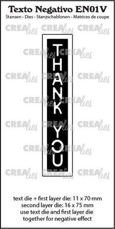 Crealies Texto Negativo Dies English No. 1V Thank You (EN01V) Crealies Texto Negativo Dies English No. 1V Thank You (EN01V)