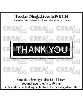 Crealies Texto Negativo Stansen English No. 1H Thank You (EN01H)