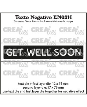 Crealies Texto Negativo Stansen English No. 2H Get Well Soon (EN02H)
