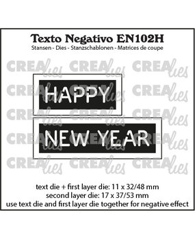 Crealies Texto Negativo Stansen English No. 102H Happy New Year (EN102H)