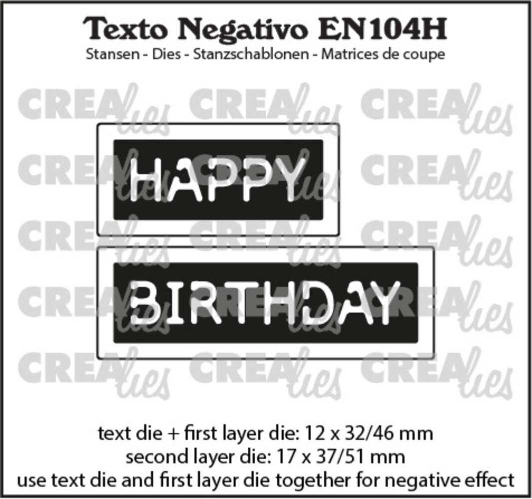Crealies Texto Negativo Stansen English No. 104H Happy Birthday (EN104H) Crealies Texto Negativo Stansen English No. 104H Happy Birthday (EN104H)
