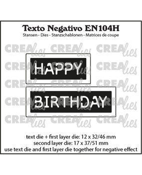 Crealies Texto Negativo Stansen English No. 104H Happy Birthday (EN104H)