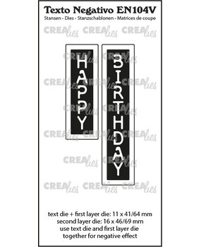 Crealies Texto Negativo Stansen English No. 104V Happy Birthday (EN104V)