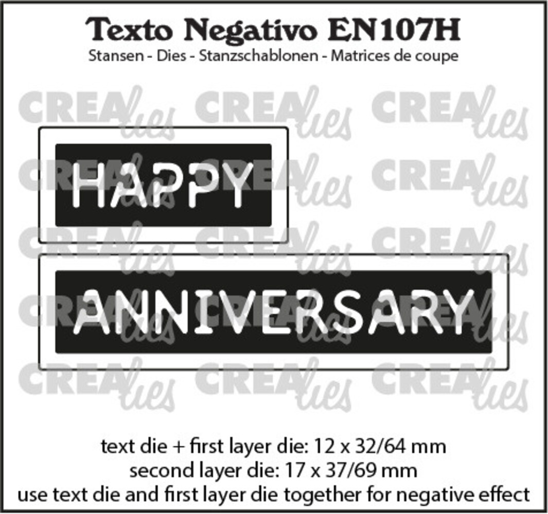 Crealies Texto Negativo Dies English No. 107H Happy Anniversary (EN107H) Crealies Texto Negativo Dies English No. 107H Happy Anniversary (EN107H)
