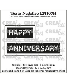 Crealies Texto Negativo Stansen English No. 107H Happy Anniversary (EN107H)